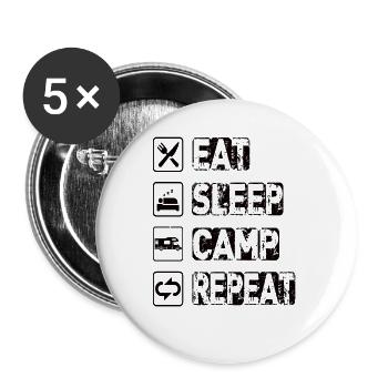 Manger Dormir Camp Répéter - Lot de 5 grands badges (56 mm) - blanc - Devant