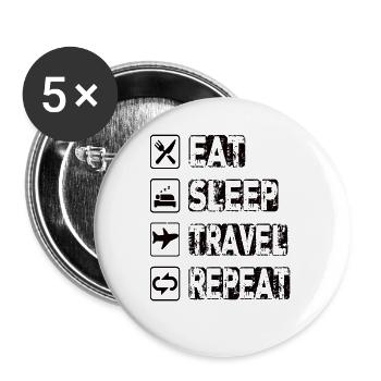 Eat Sleep Travel Repeat - Buttons large 2.2''/56 mm (5-pack) - white - Front