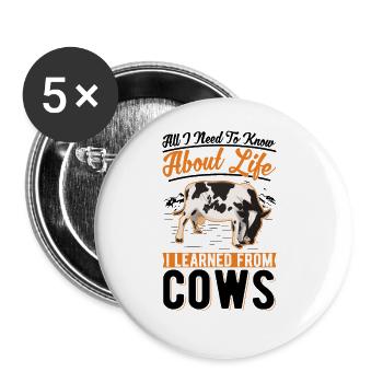 Cow Gift Cattle Breeder Farmer - Buttons large 2.2''/56 mm (5-pack) - white - Front
