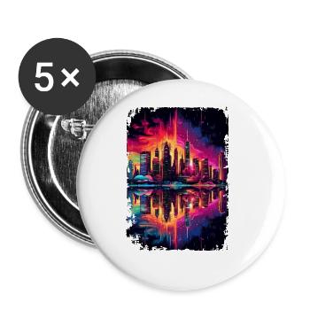 New York - Buttons groß 56 mm (5er Pack) - Weiß - Vorne