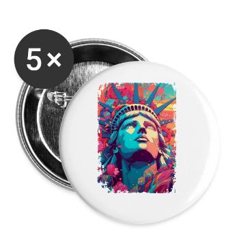 New York - Buttons groß 56 mm (5er Pack) - Weiß - Vorne