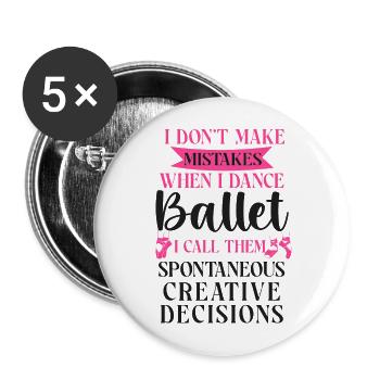 Ballet Danseuse Danse Ballerine - Lot de 5 grands badges (56 mm) - blanc - Devant