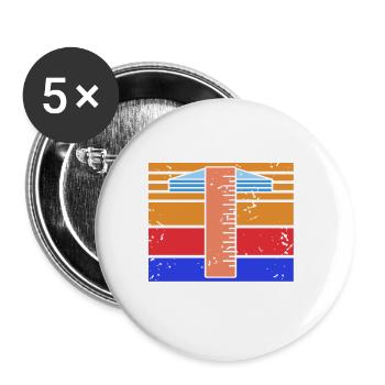 Powered By Architecture Retro Vintage Designs - Buttons large 2.2''/56 mm (5-pack) - white - Front