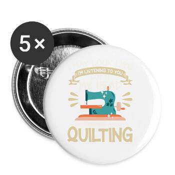 Quilten Geschenk Nähen Stricken Quilter - Buttons groß 56 mm (5er Pack) - Weiß - Vorne