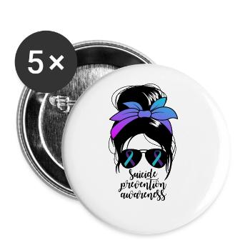 Selbstmordpr�ventionbewusstsein Frauenbewusstsein - Buttons groß 56 mm (5er Pack) - Weiß - Vorne