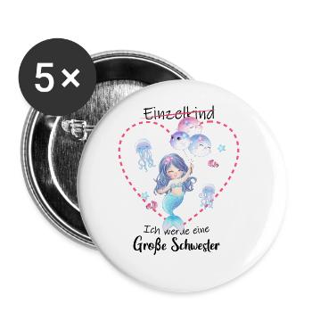 Ich Werde Eine Große Schwester 2025 - Buttons groß 56 mm (5er Pack) - Weiß - Vorne
