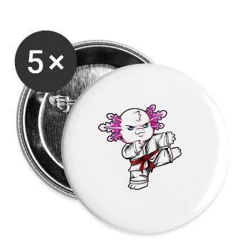 Comic Axolotl makes karate - Buttons large 2.2''/56 mm (5-pack) - white - Front