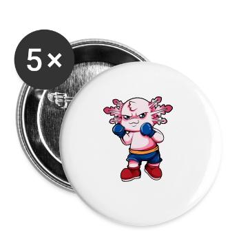 Comic Axolotl makes karate - Buttons large 2.2''/56 mm (5-pack) - white - Front
