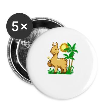 Comic Lama genießt einen Cocktail - Buttons groß 56 mm (5er Pack) - Weiß - Vorne