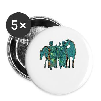 Die Dioskuren - Castor und Pollux - Buttons groß 56 mm (5er Pack) - Weiß - Vorne