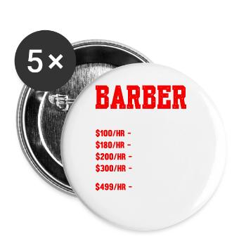 Barbier Taux horaire - Lot de 5 grands badges (56 mm) - blanc - Devant