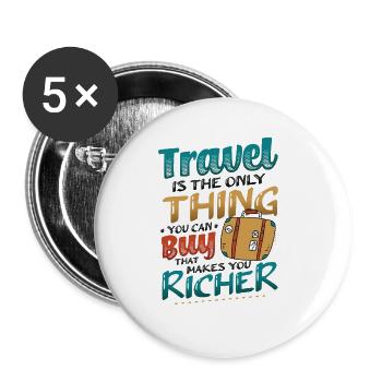 Travel makes you richer - Travel Enthusiast - Buttons large 2.2''/56 mm (5-pack) - white - Front