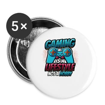 Gaming is a lifestyle, not a hobby - Buttons large 2.2''/56 mm (5-pack) - white - Front