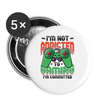 Ich bin nicht spielsüchtig, sondern ein Spieler - Buttons groß 56 mm (5er Pack) - Weiß - Vorne