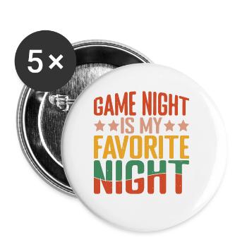 Game Night Is My Favorite Night 2 - Buttons large 2.2''/56 mm (5-pack) - white - Front