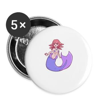 Cartoon Meerjungfrau - Buttons groß 56 mm (5er Pack) - Weiß - Vorne
