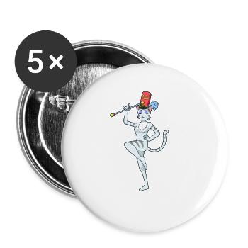 Comic cat twirling - Buttons large 2.2''/56 mm (5-pack) - white - Front