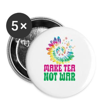 Hippie Peace Zeichen Frieden Blumen Blumenkind - Buttons groß 56 mm (5er Pack) - Weiß - Vorne