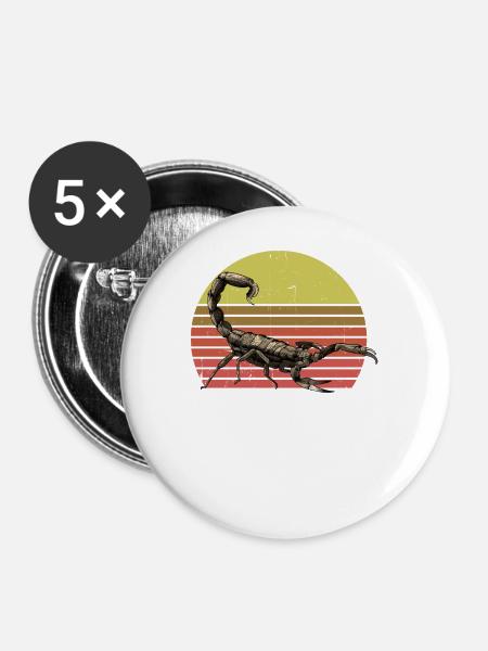 Skorpion - Buttons groß 56 mm (5er Pack) - Weiß
