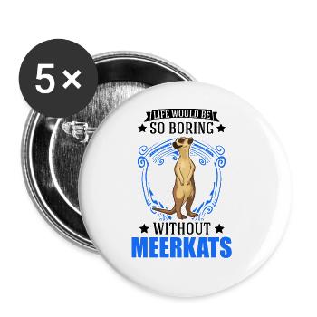 Erdmännchen Geschenk Meerkat - Buttons groß 56 mm (5er Pack) - Weiß - Vorne