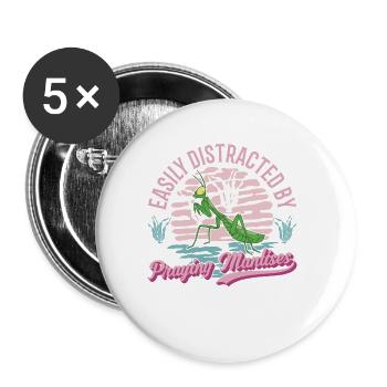Gottesanbeterin Praying Mantis Fangschrecke - Buttons groß 56 mm (5er Pack) - Weiß - Vorne