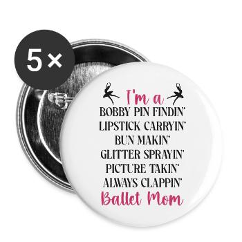 Ballet Dancer Dance Girl Ballerina - Buttons groß 56 mm (5er Pack) - Weiß - Vorne