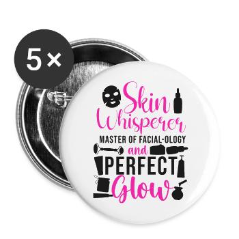 Soins de la peau d’esthéticienne agréée mignonne - Lot de 5 grands badges (56 mm) - blanc - Devant