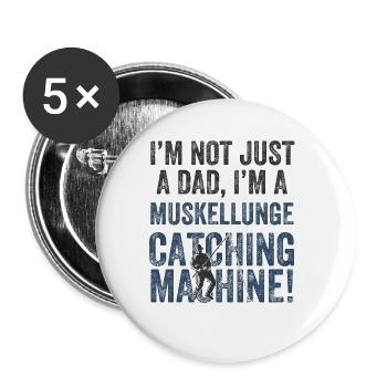 Papa Catching - Muscle Lung Fishing - Lot de 5 grands badges (56 mm) - blanc - Devant