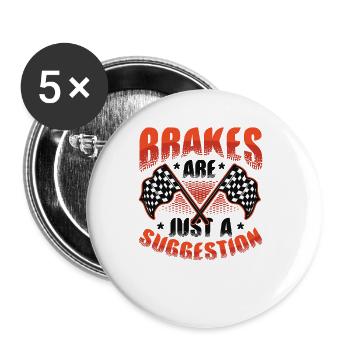 Brakes are just a suggestion, Racing Checkered - Buttons large 2.2''/56 mm (5-pack) - white - Front