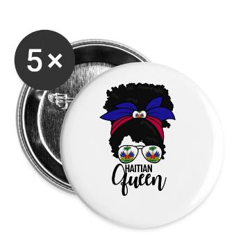 Haitianische K�nigin Haiti Messy Bun Damen Haitian - Buttons groß 56 mm (5er Pack) - Weiß - Vorne