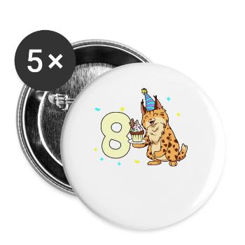 With lynx - children's birthday 8 years - Buttons large 2.2''/56 mm (5-pack) - white - Front