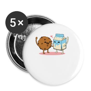 Kaffee-Milch-Paar - Buttons groß 56 mm (5er Pack) - Weiß - Vorne