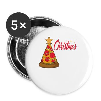 Christmas pizza - Buttons large 2.2''/56 mm (5-pack) - white - Front