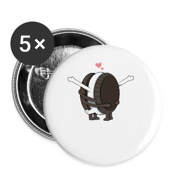 Keks-Paar Liebe - Buttons groß 56 mm (5er Pack) - Weiß - Vorne