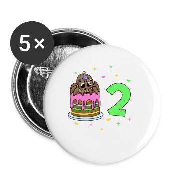 With Spider - Children's Birthday 2 Years - Buttons large 2.2''/56 mm (5-pack) - white - Front