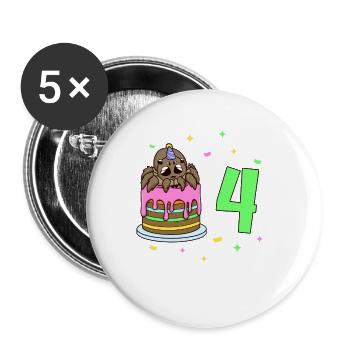 With Spider - Children's Birthday 4 Years - Buttons large 2.2''/56 mm (5-pack) - white - Front