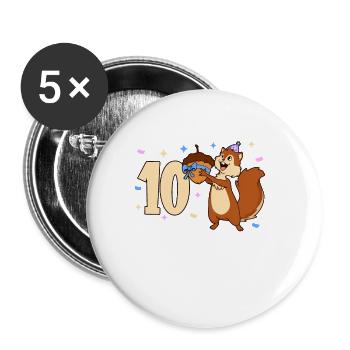 Chipmunk - Children's Birthday 10 Years - Buttons large 2.2''/56 mm (5-pack) - white - Front