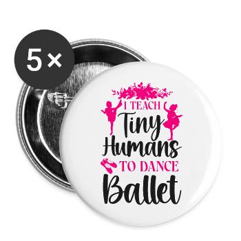Ballet Dancer Dance Girl Ballerina - Buttons large 2.2''/56 mm (5-pack) - white - Front