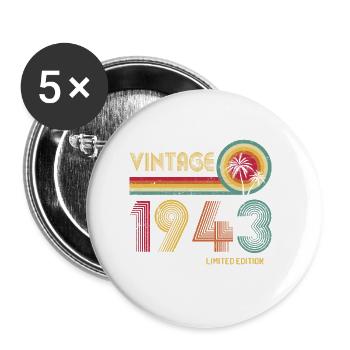 Jahrgang 1943 80. Geburtstag 80 Jahre Limitiert Editi - Buttons groß 56 mm (5er Pack) - Weiß - Vorne
