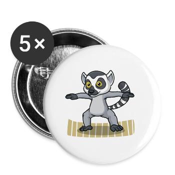 Yoga des lémuriens - Lot de 5 grands badges (56 mm) - blanc - Devant