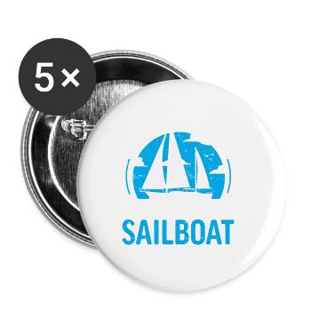 Segeln Geschenk Segelboot Bootfahren Kapitän - Buttons groß 56 mm (5er Pack) - Weiß - Vorne