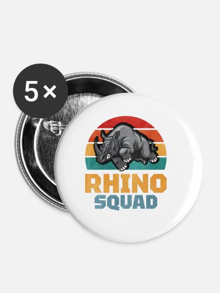 Nashorn - Buttons groß 56 mm (5er Pack) - Weiß