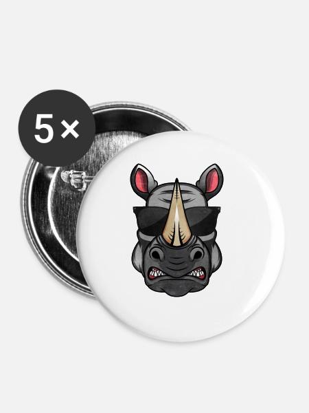 Nashorn - Buttons groß 56 mm (5er Pack) - Weiß