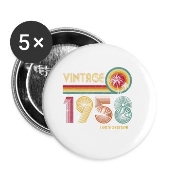 Millésime 1958 65e anniversaire 65 ans de force - Lot de 5 grands badges (56 mm) - blanc - Devant