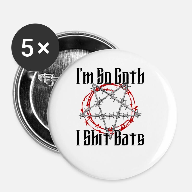 Satan Beelzebub Devil Gothic Pentagram Mystical - Buttons large 2.2''/56 mm (5-pack) - white