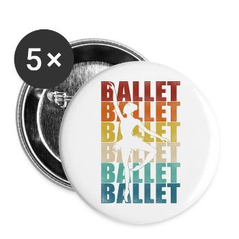 Ballet Danseuse Danse Ballerine - Lot de 5 grands badges (56 mm) - blanc - Devant