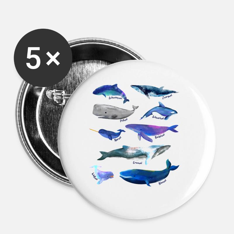 Wale - Buttons groß 56 mm (5er Pack) - Weiß