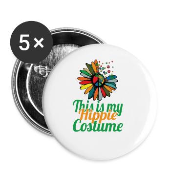 Hippie Peace Sign Peace Flowers Flower Child - Buttons large 2.2''/56 mm (5-pack) - white - Front