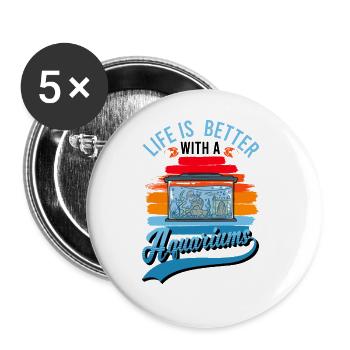 Life is better with an aquarium - Buttons large 2.2''/56 mm (5-pack) - white - Front