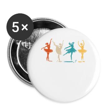 Ballet Dancer Dance Girl Ballerina - Buttons large 2.2''/56 mm (5-pack) - white - Front